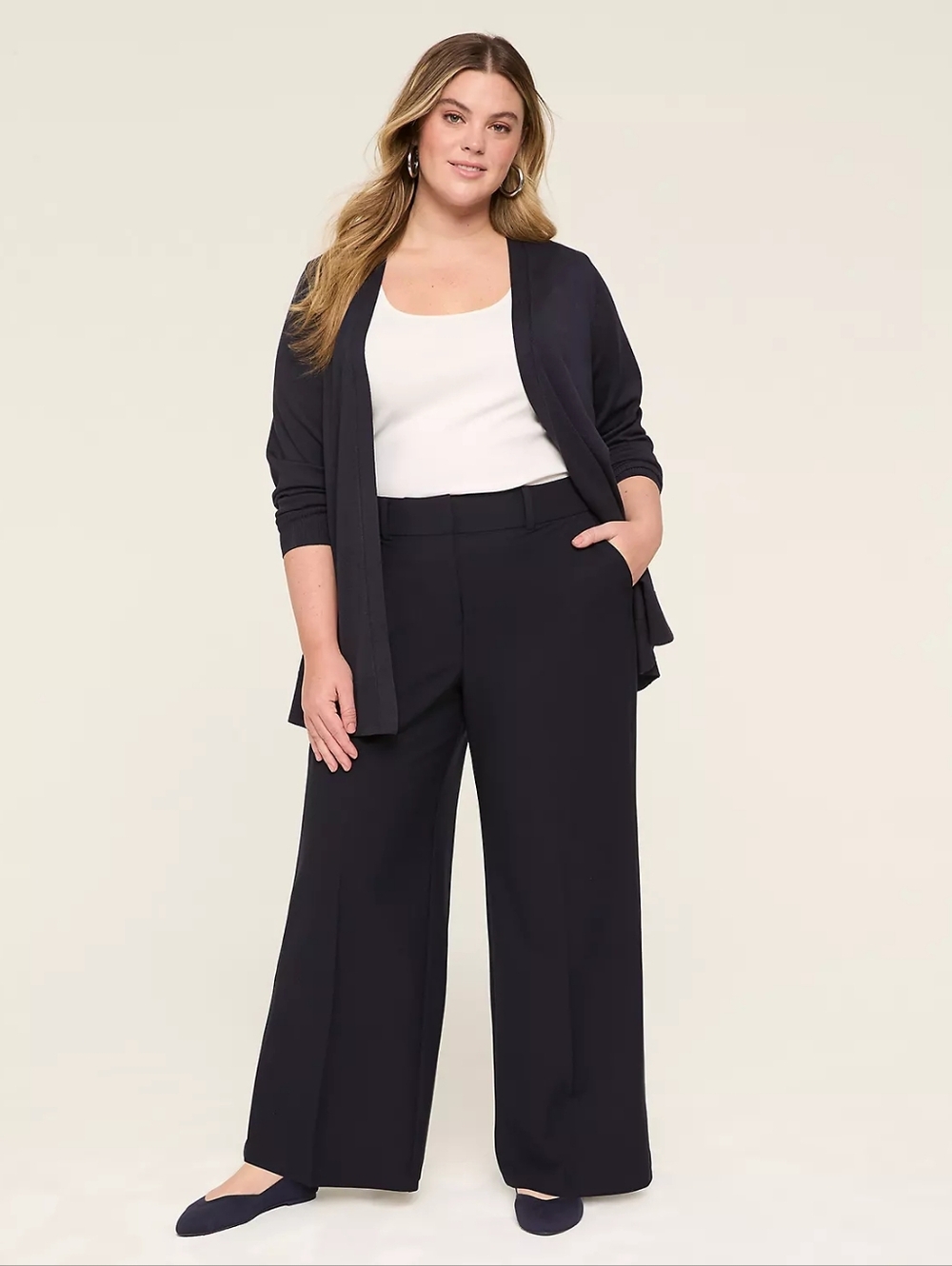 Lane Bryant Perfect Drape High Rise Wide Leg Pants in Navy Women's Size 20 NWT
